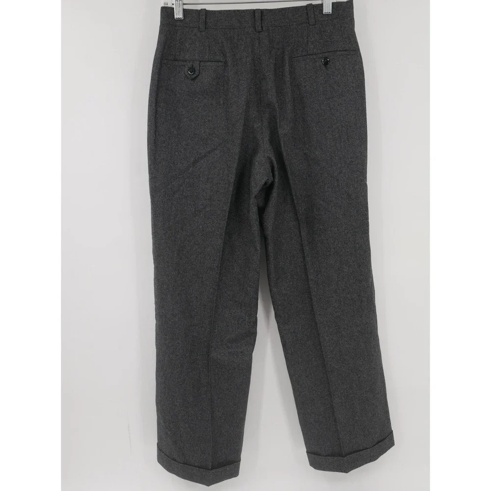 Giacomo Trabalza Dress Pants Gray Flannel Wool Pleated Cuffed Men's 30x30